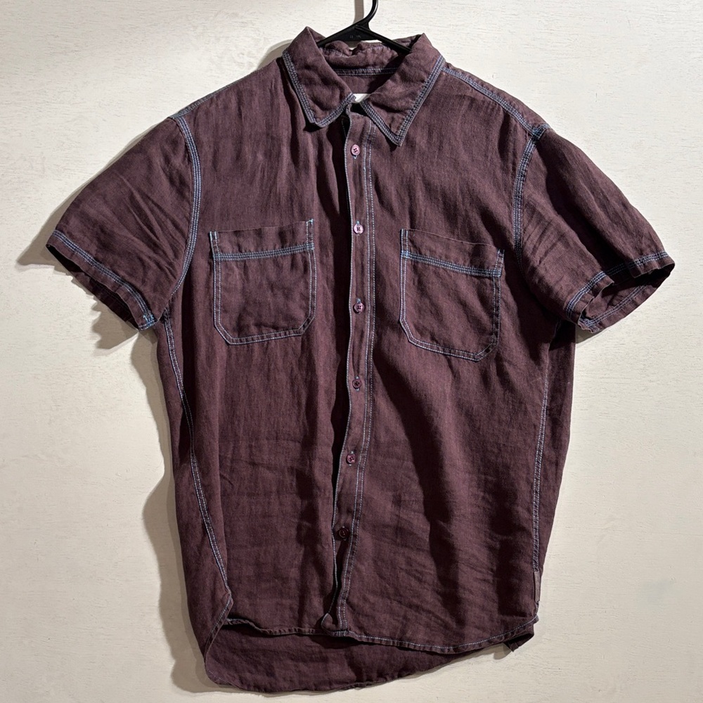 Armani Exchange Men's Dark Brown Casual Linen Shirt